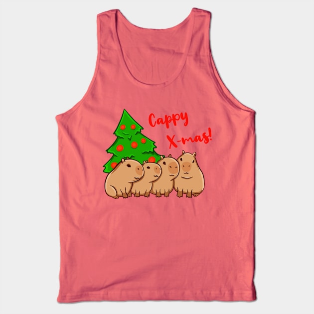 Capybaras with a christmas tree Tank Top by manydoodles